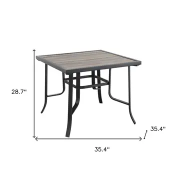 35" Brown Square Metal Outdoor Dining Table