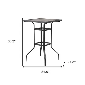 25" Brown And Black Square Metal Outdoor Dining Table