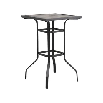 25" Brown And Black Square Metal Outdoor Dining Table