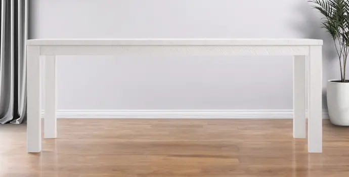 63" White Solid Wood Dining Table