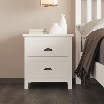 22" Solid Wood Two Drawer Nightstand