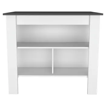 41" Dark Brown and White Wood Kitchen Island Set With Storage
