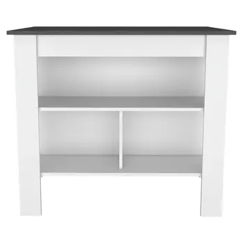 41" Dark Brown and White Wood Kitchen Island Set With Storage