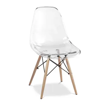 Clear And Natural Heavy Duty Plastic And Wood Dining Side Chair
