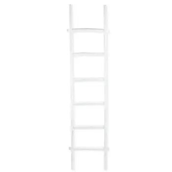 76" White Six Step Solid Wood Decorative Ladder