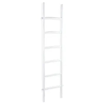 76" White Six Step Solid Wood Decorative Ladder