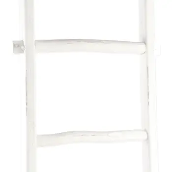 76" White Six Step Solid Wood Decorative Ladder