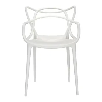 White Heavy Duty Plastic Open Back Dining Arm Chair
