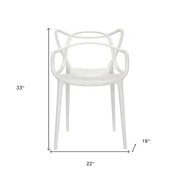 White Heavy Duty Plastic Open Back Dining Arm Chair