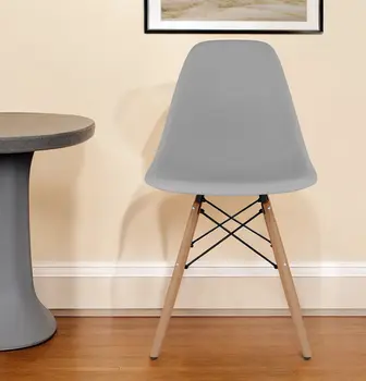 Gray And Natural Heavy Duty Plastic and Wood Dining Side Chair
