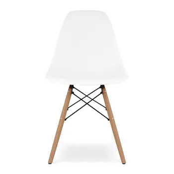 White And Natural Heavy Duty Plastic And Wood Dining Side Chair