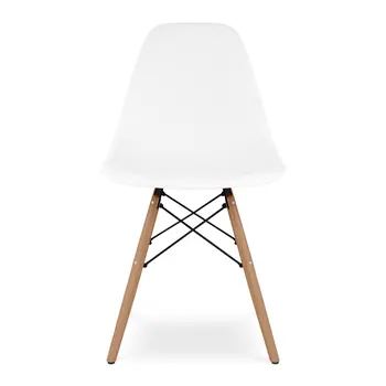 White And Natural Heavy Duty Plastic And Wood Dining Side Chair