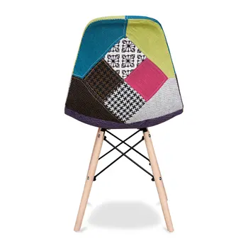 Pink and Natural Upholstered Fabric Dining Side Chair
