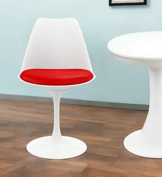 Red and White Upholstered Faux Leather Dining Side Chair
