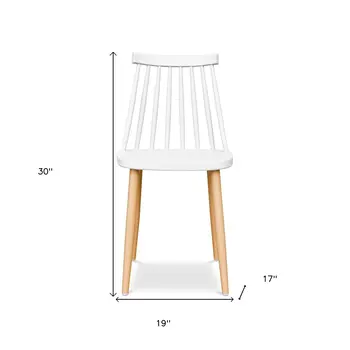 White And Natural Metal and Plastic Windsor Back Dining Side Chair