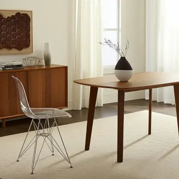Clear and Silver Steel Dining Side Chair
