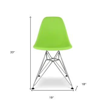 Green and Silver Steel Dining Side Chair