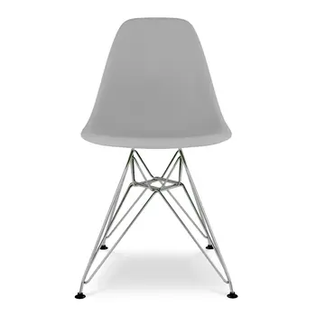 Gray and Silver Steel Dining Side Chair