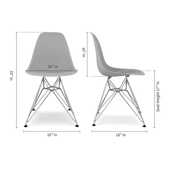 Gray and Silver Steel Dining Side Chair
