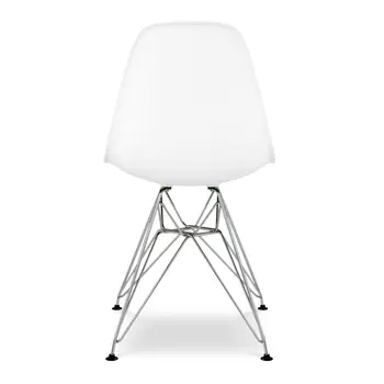 White and Silver Steel Dining Side Chair