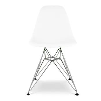 White and Silver Steel Dining Side Chair