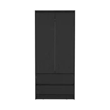 71" Black Wood Two Door Two Drawer Combo Dresser