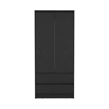 71" Black Wood Two Door Two Drawer Combo Dresser