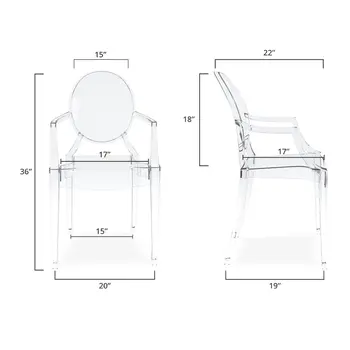 Clear Acrylic King Louis Back Dining Arm Chair
