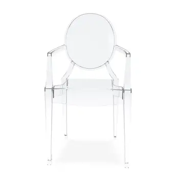Clear Acrylic King Louis Back Dining Arm Chair