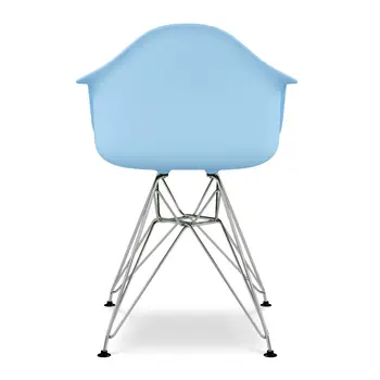 Light Blue And Silver Heavy Duty Plastic Dining Arm Chair