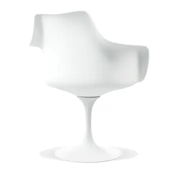 Red and White Upholstered Faux Leather Dining Arm Chair