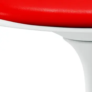 Red and White Upholstered Faux Leather Dining Arm Chair