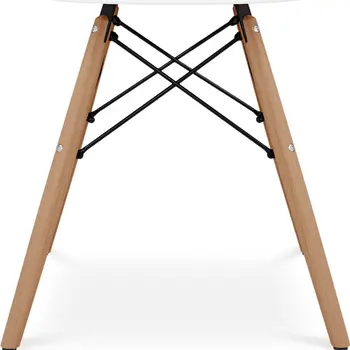 White And Natural Heavy Duty Plastic And Solid Wood Dining Arm Chair