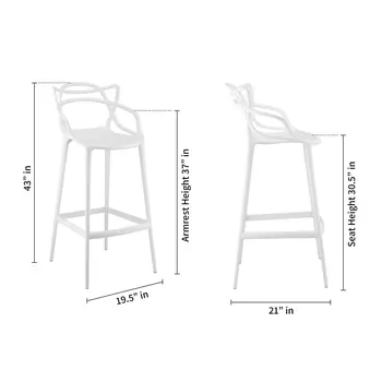 31" White Heavy Duty Plastic Bar Height Bar Chair