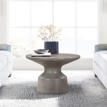 24" Gray Concrete Round Coffee Table