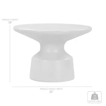 24" Gray Concrete Round Coffee Table