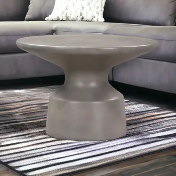 24" Gray Concrete Round Coffee Table