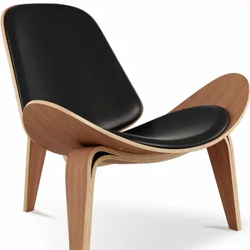 36" Black and Brown Faux Leather Lounge Chair