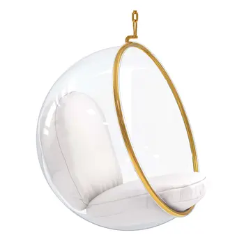42" White Faux Leather Balloon Chair