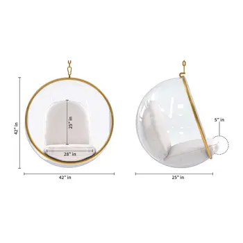 42" White Faux Leather Balloon Chair
