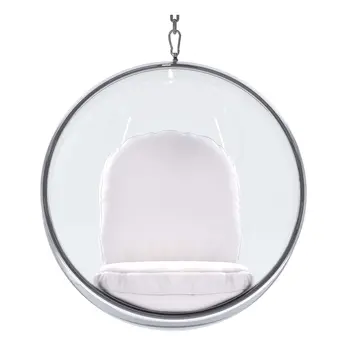 42" White Faux Leather Balloon Chair