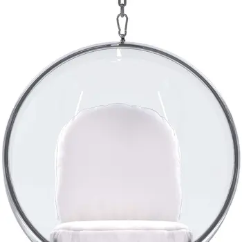 42" White Faux Leather Balloon Chair