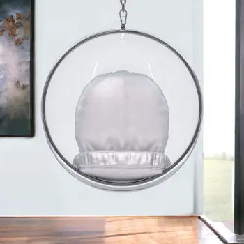 42" Silver Faux Leather Balloon Chair