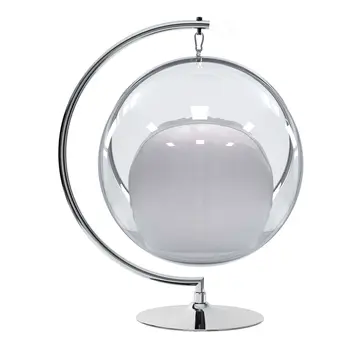 42" Silver Faux Leather Balloon Chair