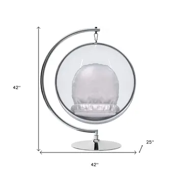 42" Silver Faux Leather Balloon Chair