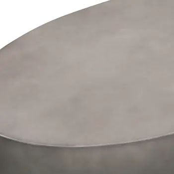 28" Gray And Brass Concrete And Brass Oval Coffee Table