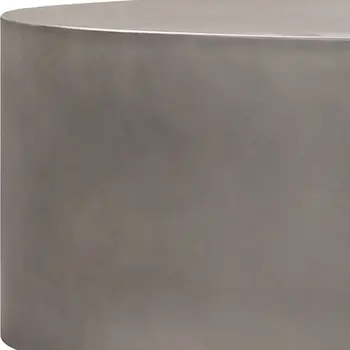 28" Gray And Brass Concrete And Brass Oval Coffee Table