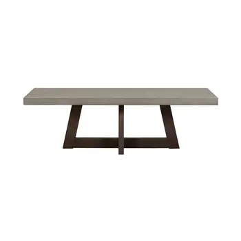 55" Gray And Brown Concrete And Solid Wood Coffee Table