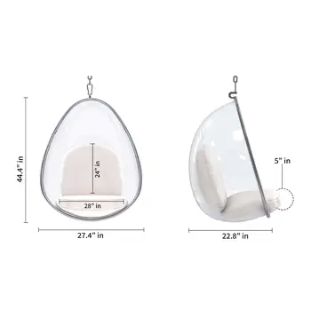 28" White and Silver Faux Leather Balloon Chair