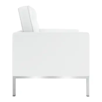 31" White and Silver Italian Leather Tufted Club Chair